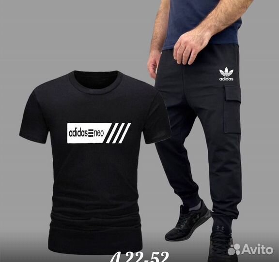 Мужской спортивный костюм шорты и футболка adidas