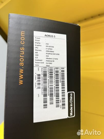 Новый ноутбук Aorus 5 I7/16/3070 рст