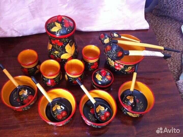 Набор деревянной посуды ручной росписи в подарок