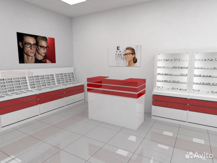 Подиумы и стеллажи для магазинов оптики