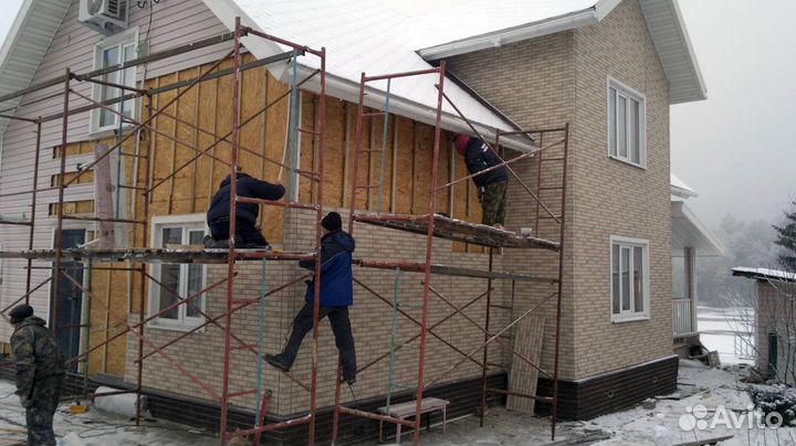 Монтаж сайдинга, фасадных панелей, черепицы и пр