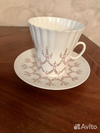 Чашки с блюдцами, костяной фарфор, винтаж