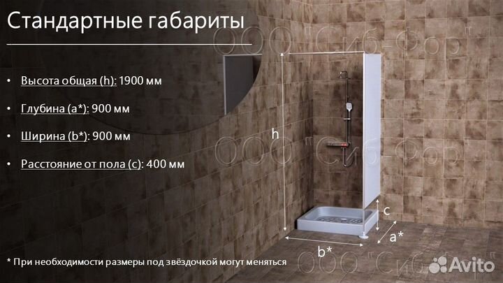 Душевые перегородки Тип 1г - 1 экран