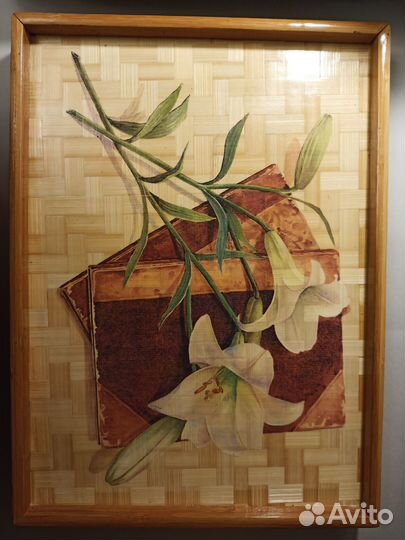 Поднос бамбуковый винтаж