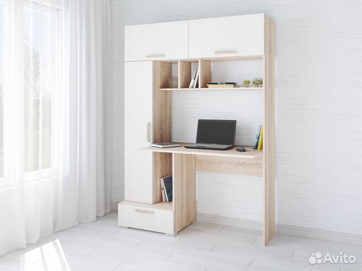 Компьютерный стол со шкафом с полками
