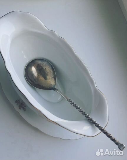 Ложка для соуса мельхиор, ваза латунь СССР