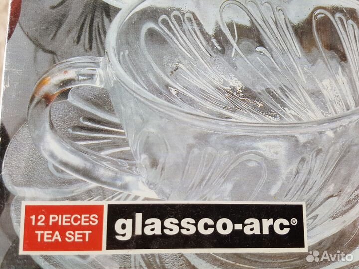 Чайный сервиз стекло 6 чайных пар новый