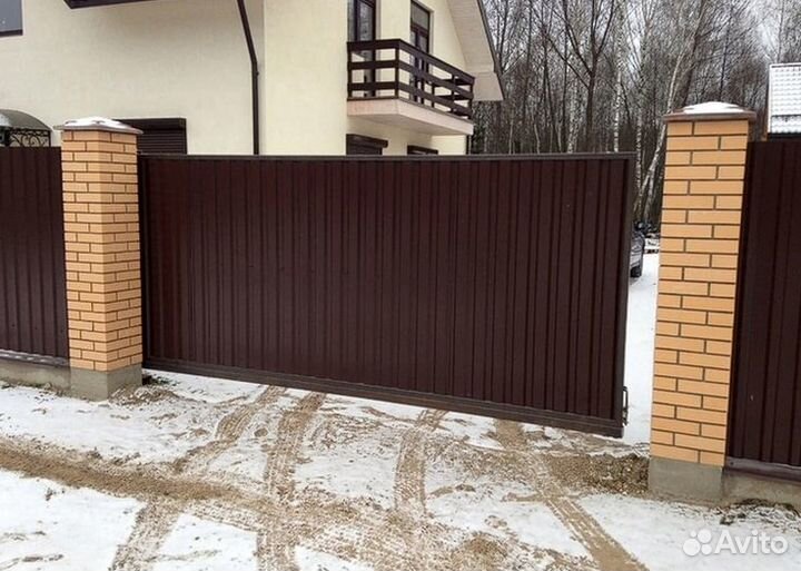 Откатные ворота с установкой