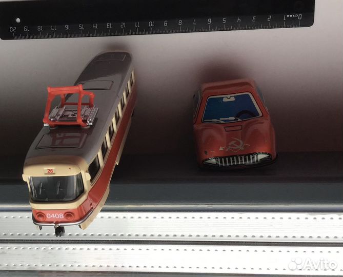 Машинка Почта СССР и модель трамвай 1/87