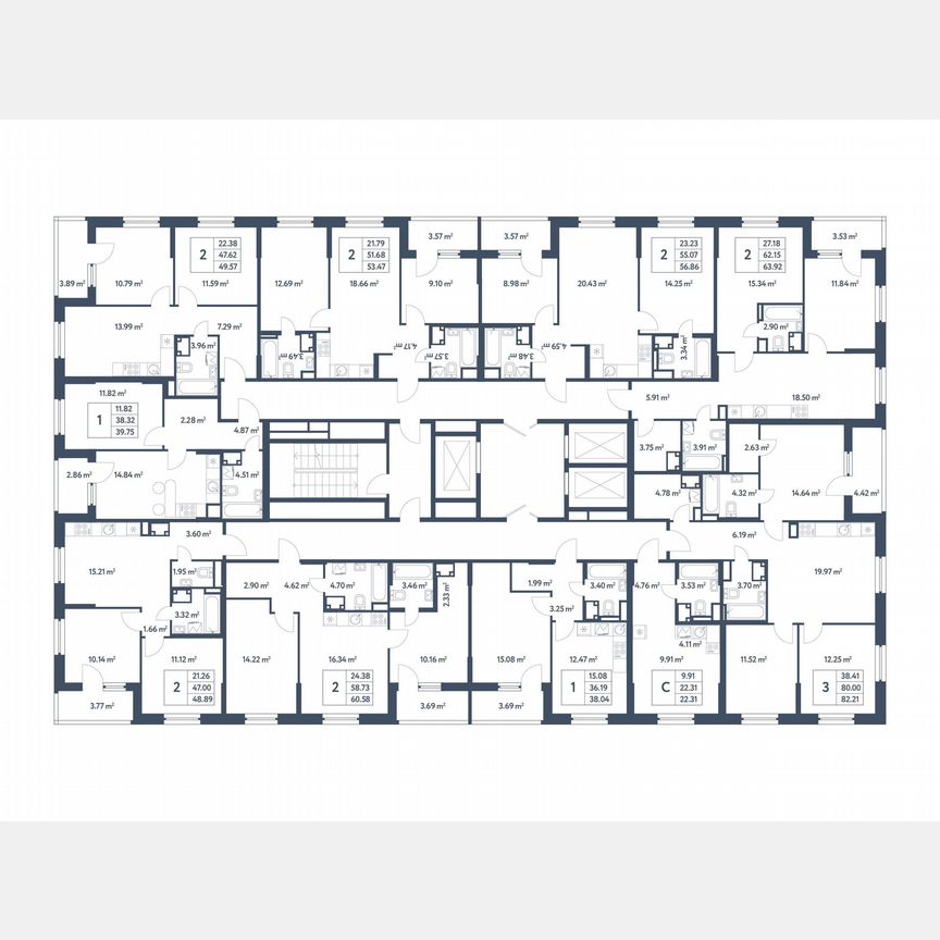 2-к. квартира, 63,9 м², 13/25 эт.