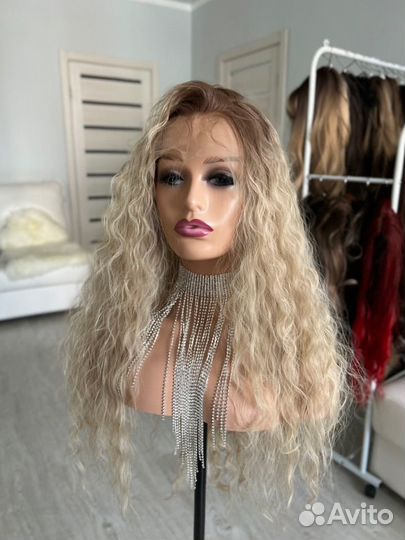 Парик полусистема блонд кудри
