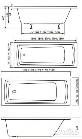 Акриловая ванна 180x80 см Ravak Domino Plus C651R