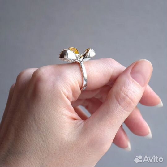 Кольцо, р. 18, натуральный цирконий