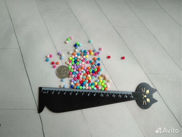 Бусины пластик однотонные, 5-8мм, по 10 шт