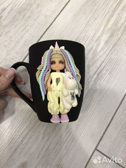 Кружки с декором из полимерной глины