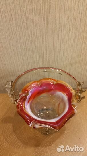 Ваза конфетница СССР цветное стекло