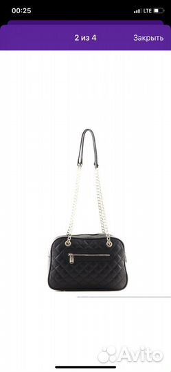 Сумка женская кожа нат стеганая черная Fiato