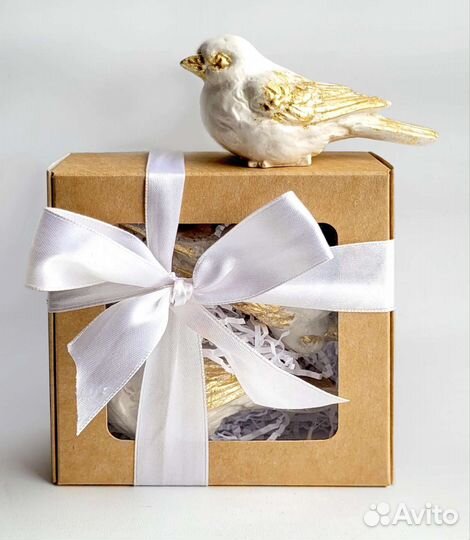 Статуэтки Птички из гипса в подарочной упаковке