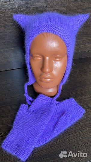 Комплект серчик с ушками и митенки