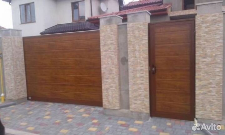 Ворота откатные из сэндвич панелей Алютех