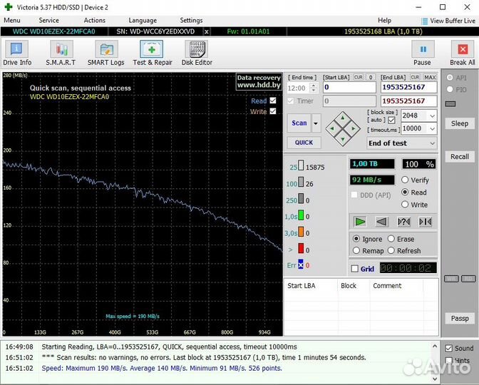 HDD WD WD10ezex 1Tb SATA 6Gb/s 3.5