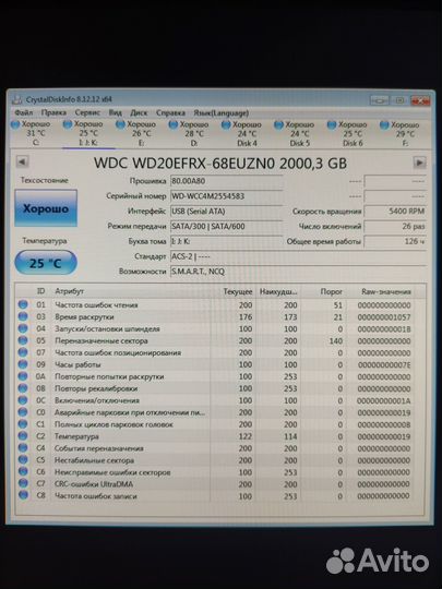HDD WD Red 2 Тб меленький пробег, не китай
