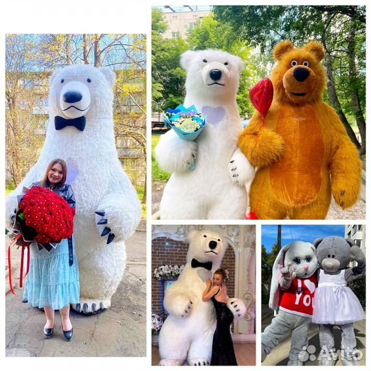 Белый мишка, Бурый медведь, Тедди Ростовые куклы