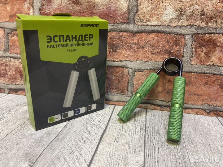 Эспандер кистевой пружинный espado, 35 кг зеленый