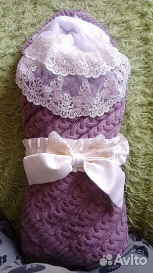 Вязаный плед на выписку