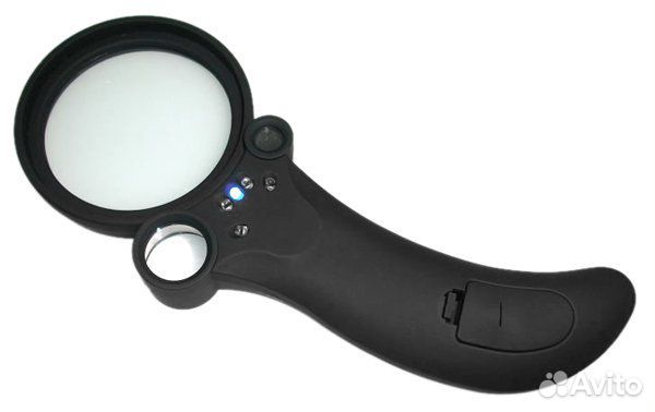 Лупа ручная круглая 2.5/25/55x-65мм свет+ уф