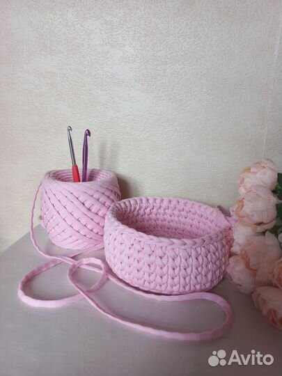 Корзина из трикотажной пряжи