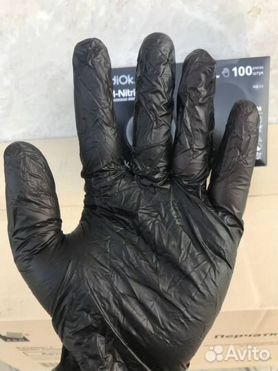 Перчатки нитриловые (нитрил-винил) черные