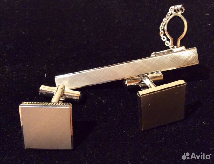 Серебро запонки и зажим для галстука. Винтаж
