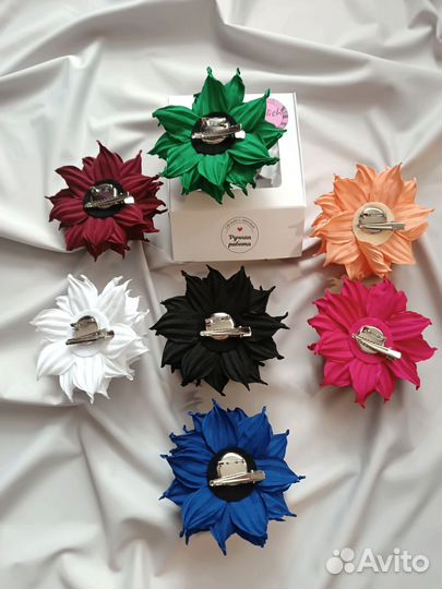 Заколка, брошь цветок Георгин 10,5 см