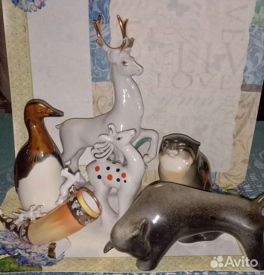 Статуэтки животных зхк, Гжель,лфз,Киев