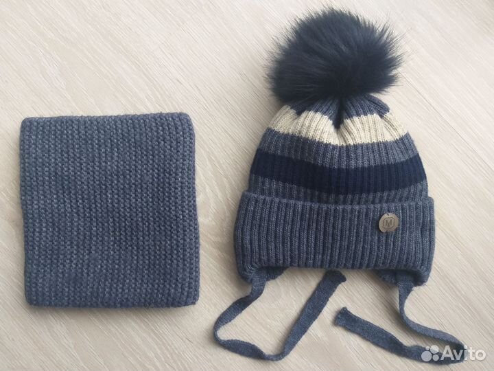Шапка зимняя для мальчика и снуд (комплект)