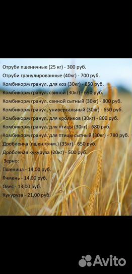 Зерно, комбикорма