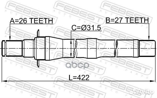 Полуось правая 27X422X26 1212-IX35MT5 Febest