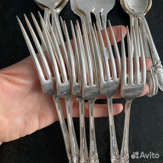 Набор винтажных посеребренных приборов, США