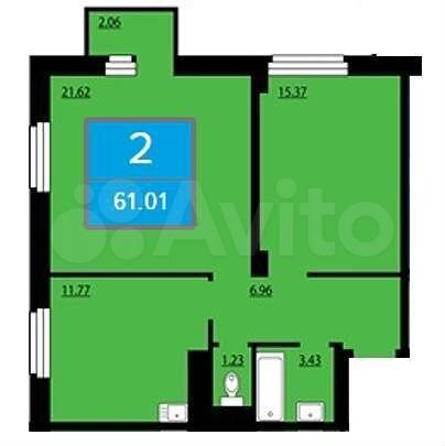 2-к. квартира, 61 м², 11/25 эт.