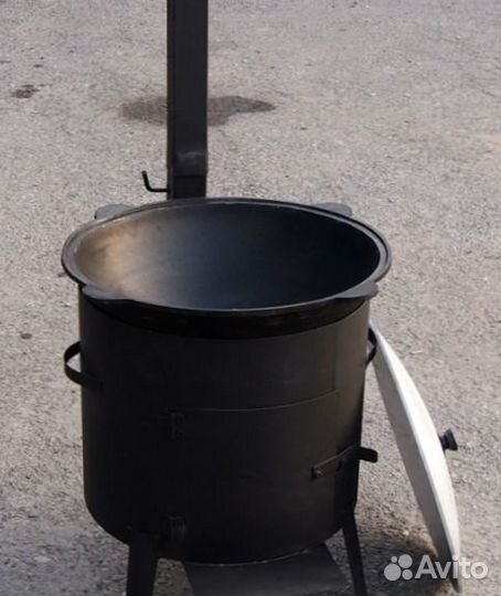 Казан чугунный 22 литра + печь с трубой + шумовка