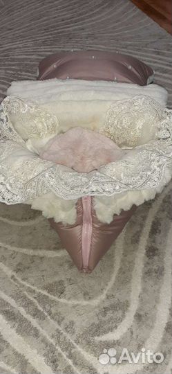 Конверт зимний на выписку, шапочка и теплое одеяло