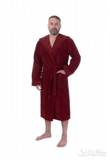 Мужской махровый халат новый с капюшоном Cleanelly