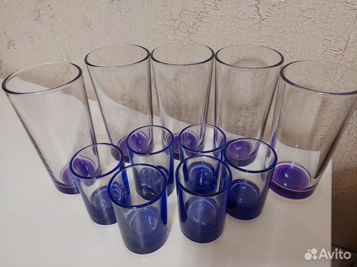 Стаканы 5 шт и рюмки стекло 6 шт