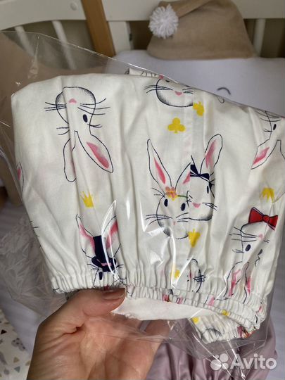 Простынь на резинке для круглой кроватки