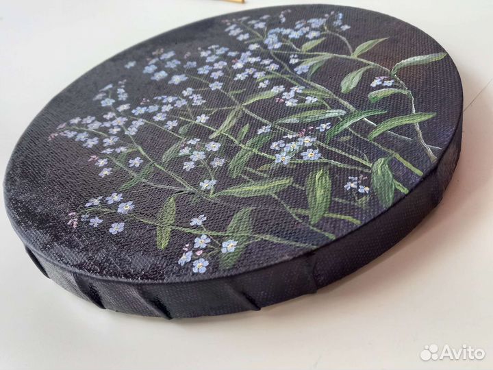 Картина маслом незабудки