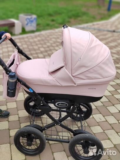 Коляска 2 в 1 aroteam cocoline светло-розовая кожа