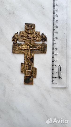 Старинный крест распятие христово 10,5х6 см
