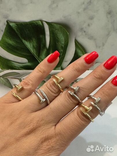 Золотое кольцо Cartier гвоздь 585