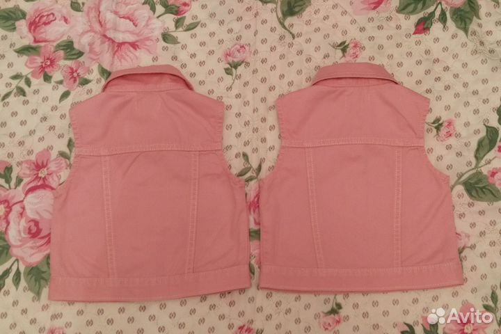 Жилетки джинсовые, для двойни 92